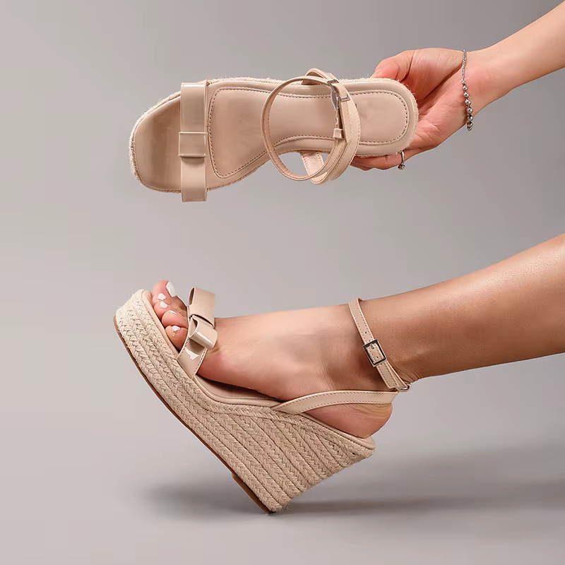 LIHUAMAO sandales à talons compensés Espadrilles chaussures pour femmes