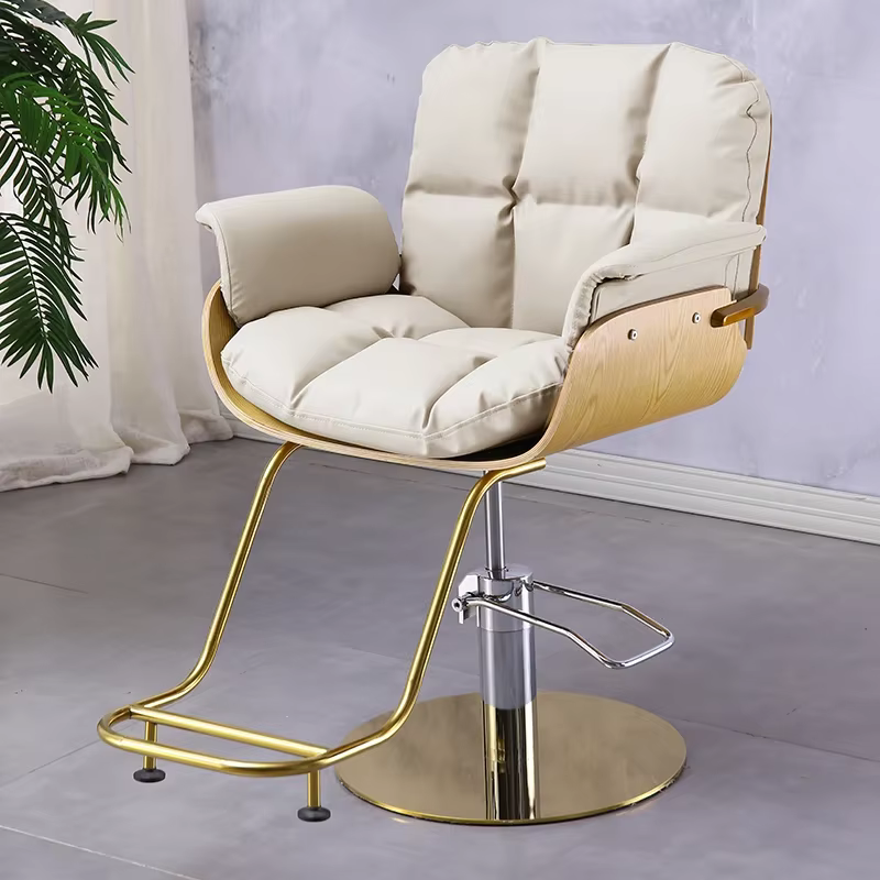 Chaise de barbier noire esthétique, chaise de salon de beauté rétro classique, équipement de cheminée, meubles