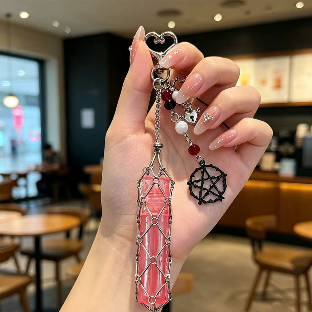 Accessoire unique : Pendentif étoile pour sac, porte-clés de voiture en acier inoxydable, rangement portable pour rouge à lèvres, porte-clés portable pour sac de fille, cadeau