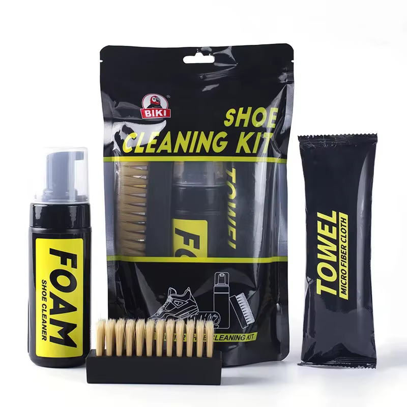 Kit de nettoyage à sec 150 ml pour chaussures – Nettoyant moussant sans eau pour baskets avec brosse et chiffon