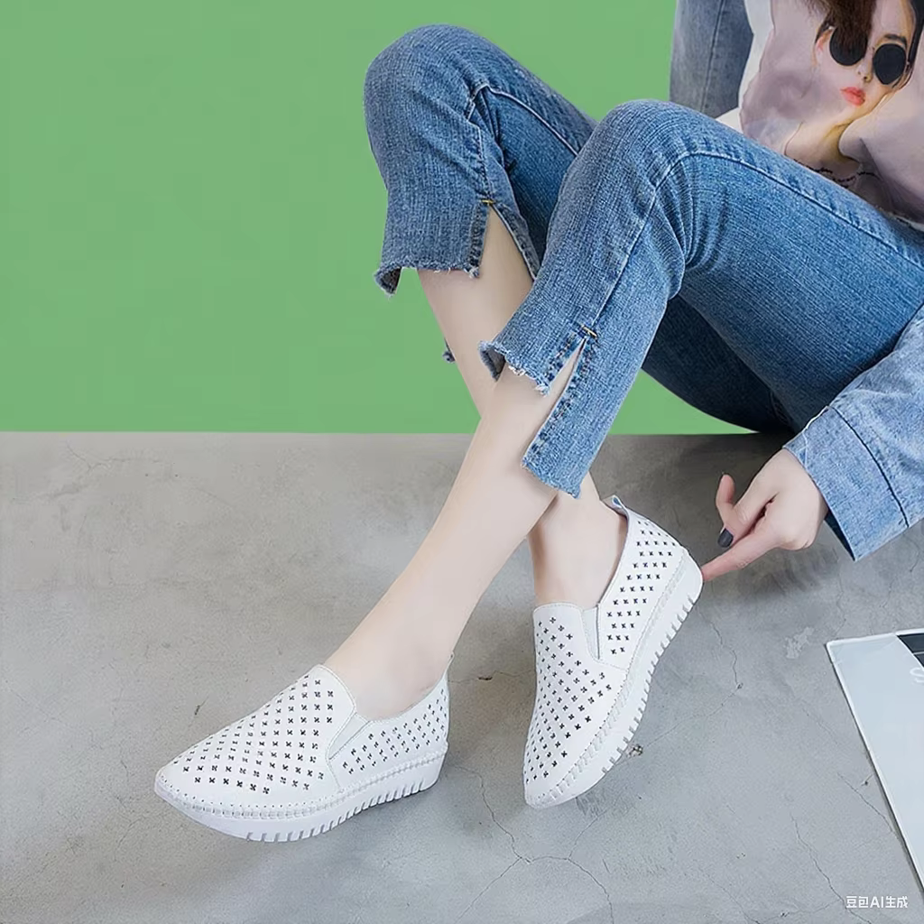 Baskets plates en cuir véritable pour femmes