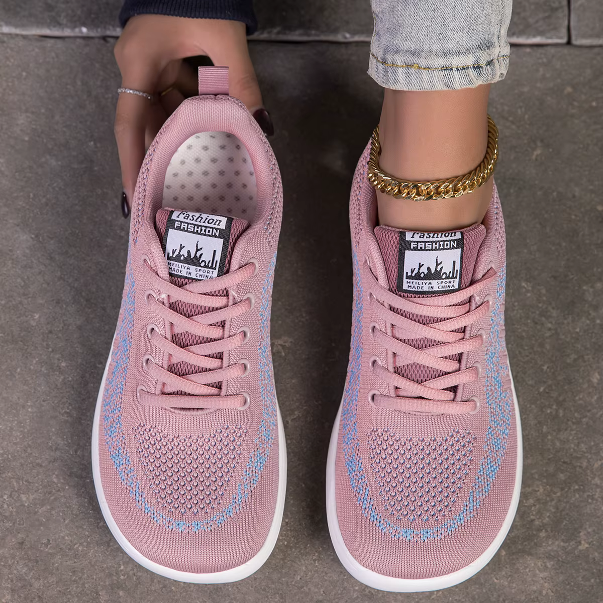 Rose décontracté femmes chaussures à bout large