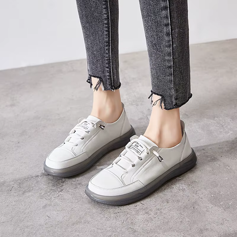 Maogu-Baskets Plates en Cuir group pour Femme
