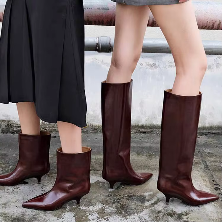 Bottes hautes Chelsea en cuir verni pour femmes