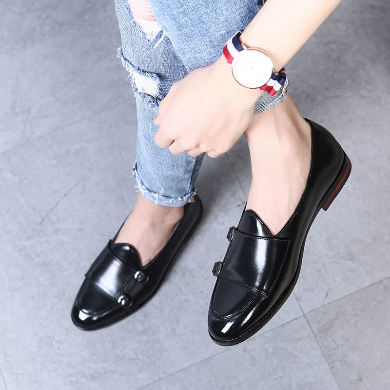 Homme chaussures en cuir mocassins designer mode Slip-on Original décontracté confortable Double monkstrap robe chaussure