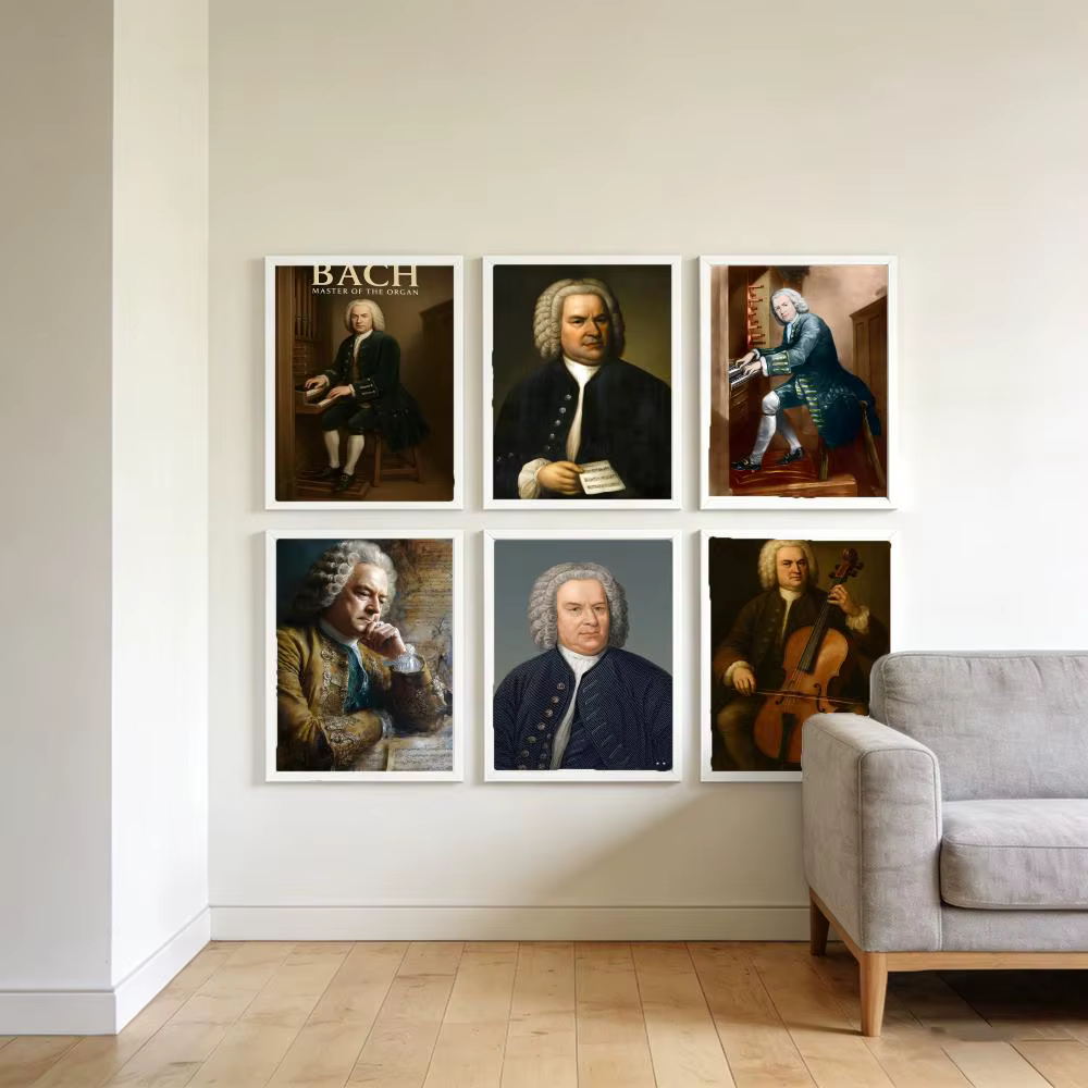 Affiche de compositeur baroque Johann Sebastian Bach, de qualité supérieure, pour la maison, la salle, le Bar, le café, décoration murale, article cadeau