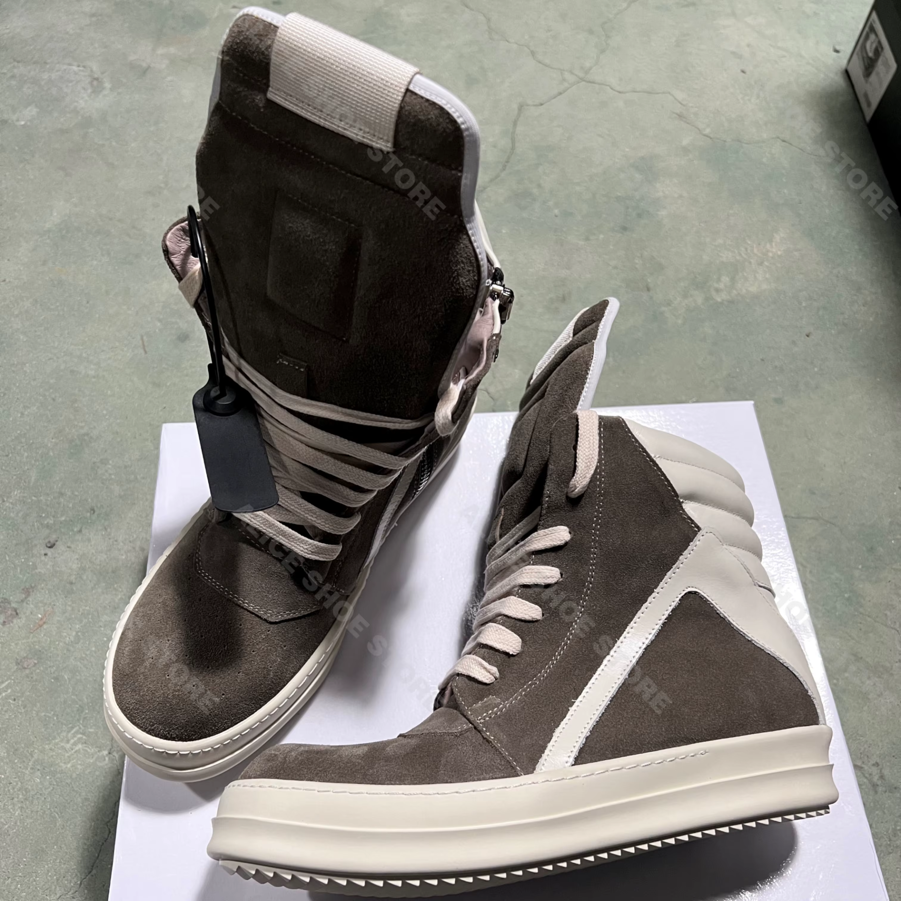Marque décontracté hommes chaussure haut femmes Sneaker qualité marron Geobasket vache daim fermeture éclair luxe semelle épaisse plat bottine