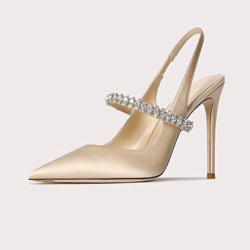 Grande taille 32-45 femmes chaussures nouveau diamant d'eau talon mince pointu talons hauts bandeau sandales