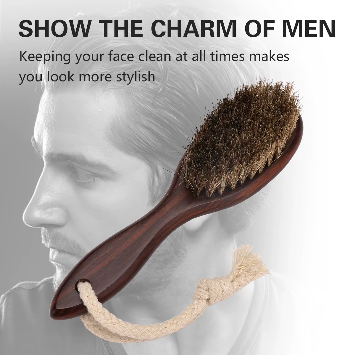 Professionnel barbier rasage barbe brosse cheveux Duster brosses crin Salon visage moustache propre rasage outils de coiffure