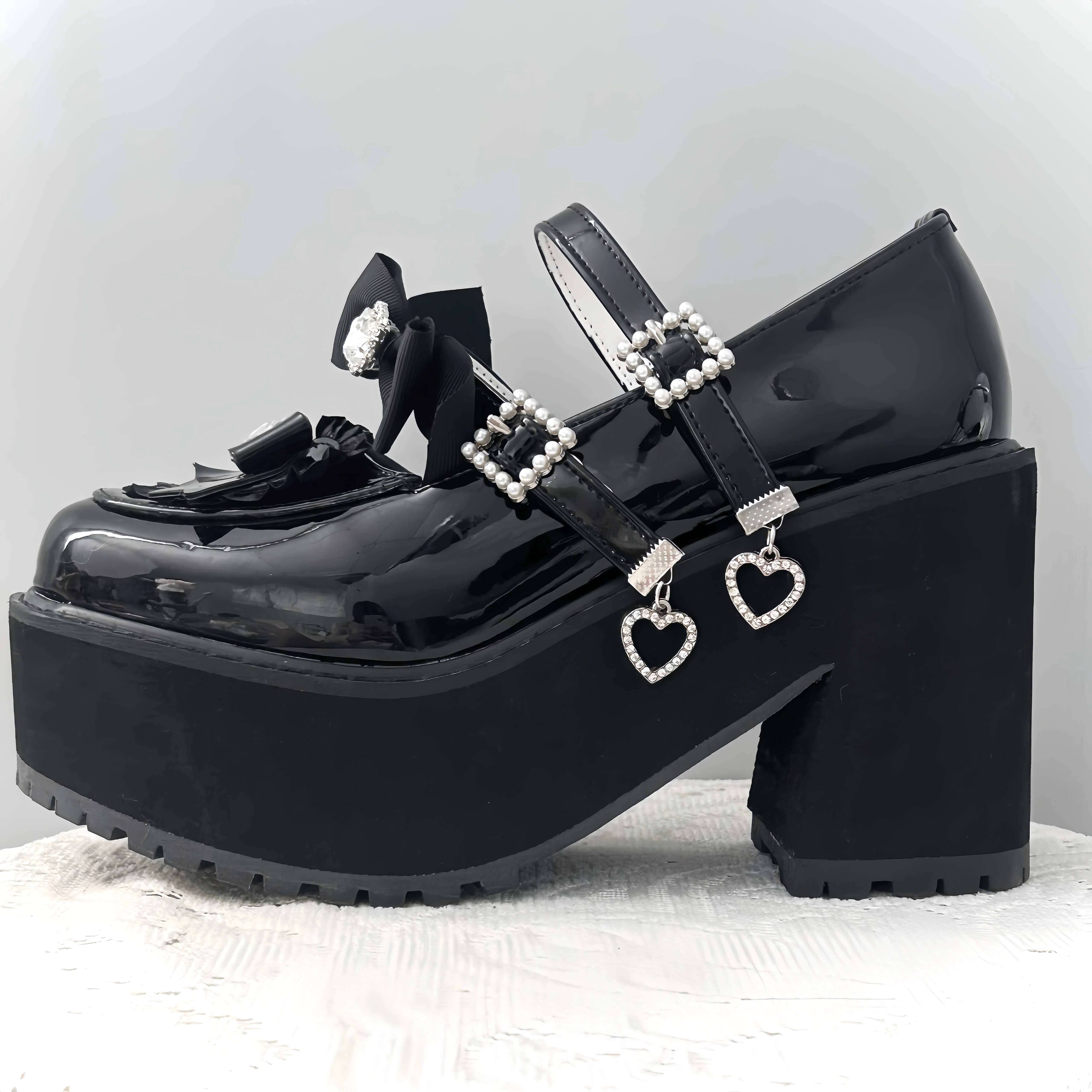 Chaussures à Plateforme Japonaises avec Nministériels d en Strass