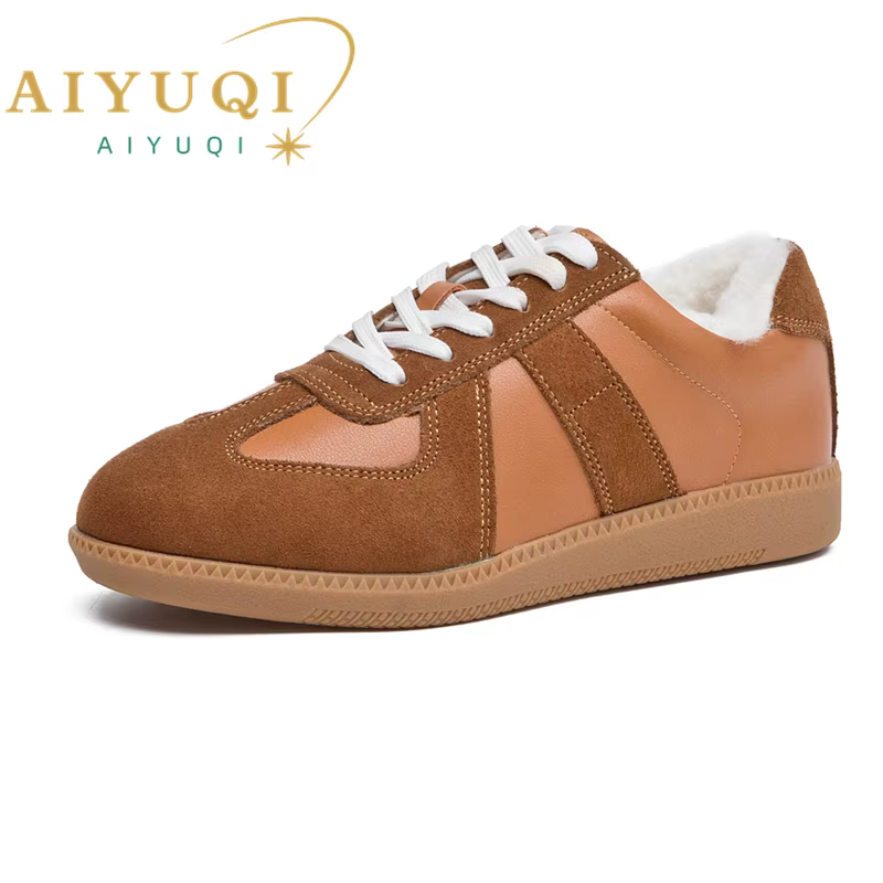 Baskets d'hiver femmes en cuir véritable