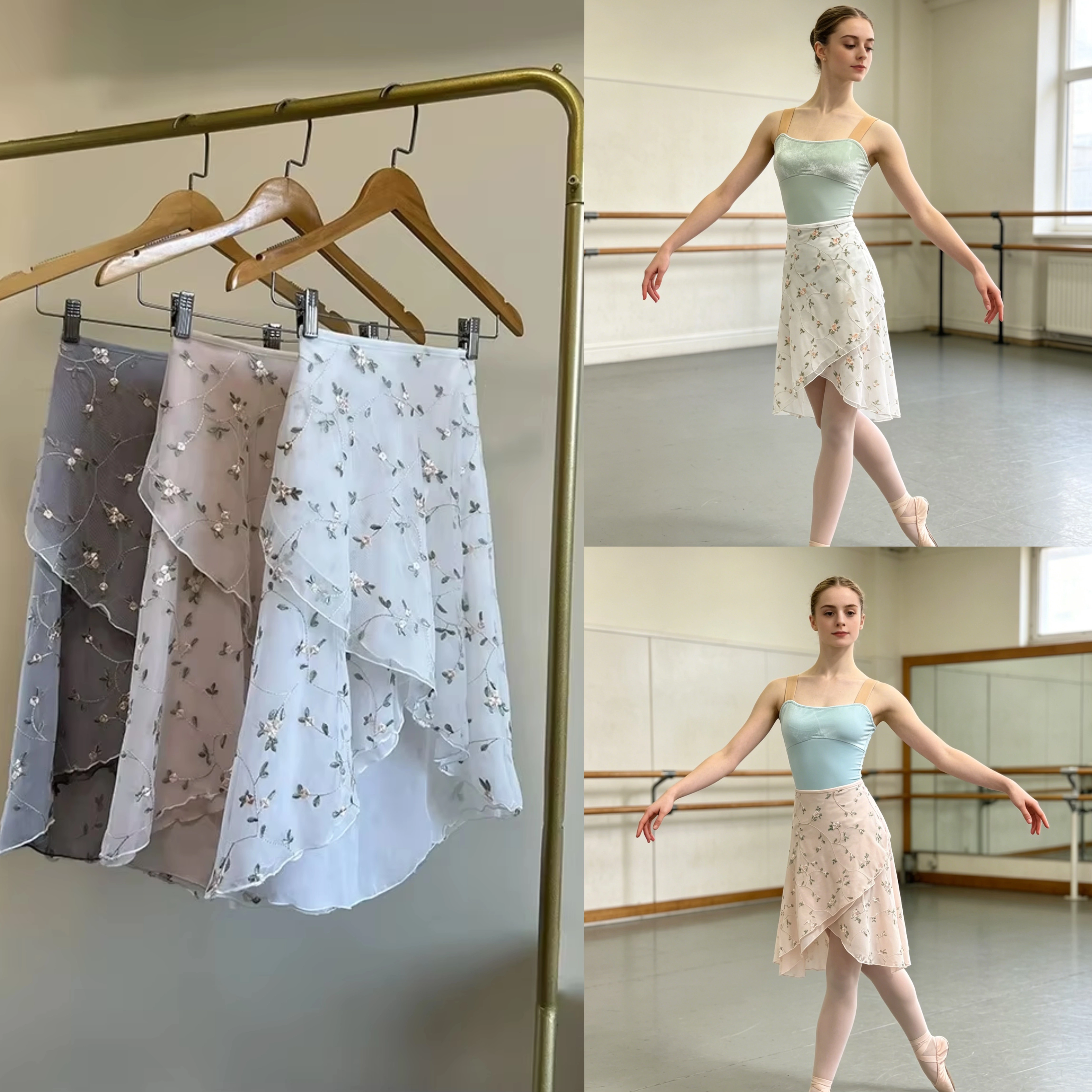 Jupe de danse de Ballet pour femmes, tablier de danse brodé de haute qualité, robe justaucorps élégante pour exercices de Ballet, jupe de danse