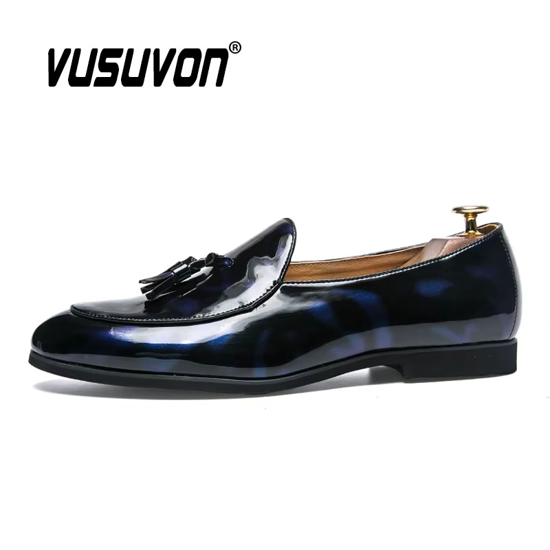 Mode hommes chaussures en cuir verni 37-47 taille garçons mocassins respirants noir doux en plein air décontracté été Mules robe appartements