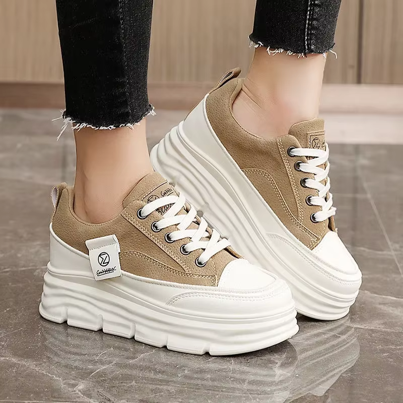 Chaussures Plates à Lacets Épais et Semelle Souple pour Femme