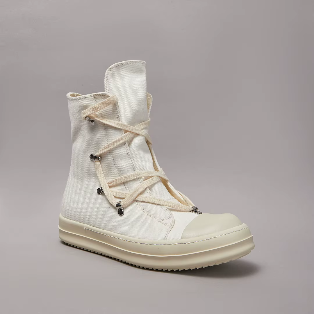 Baskets montantes en toile blanches pour femme