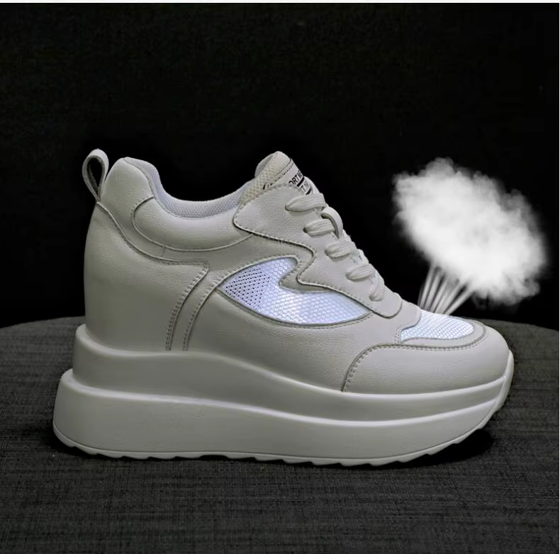 10CM talons chaussures à semelles compensées respirant hauteur augmentée Sneaker femme femmes plate-forme formateurs en cuir véritable automne hiver baskets