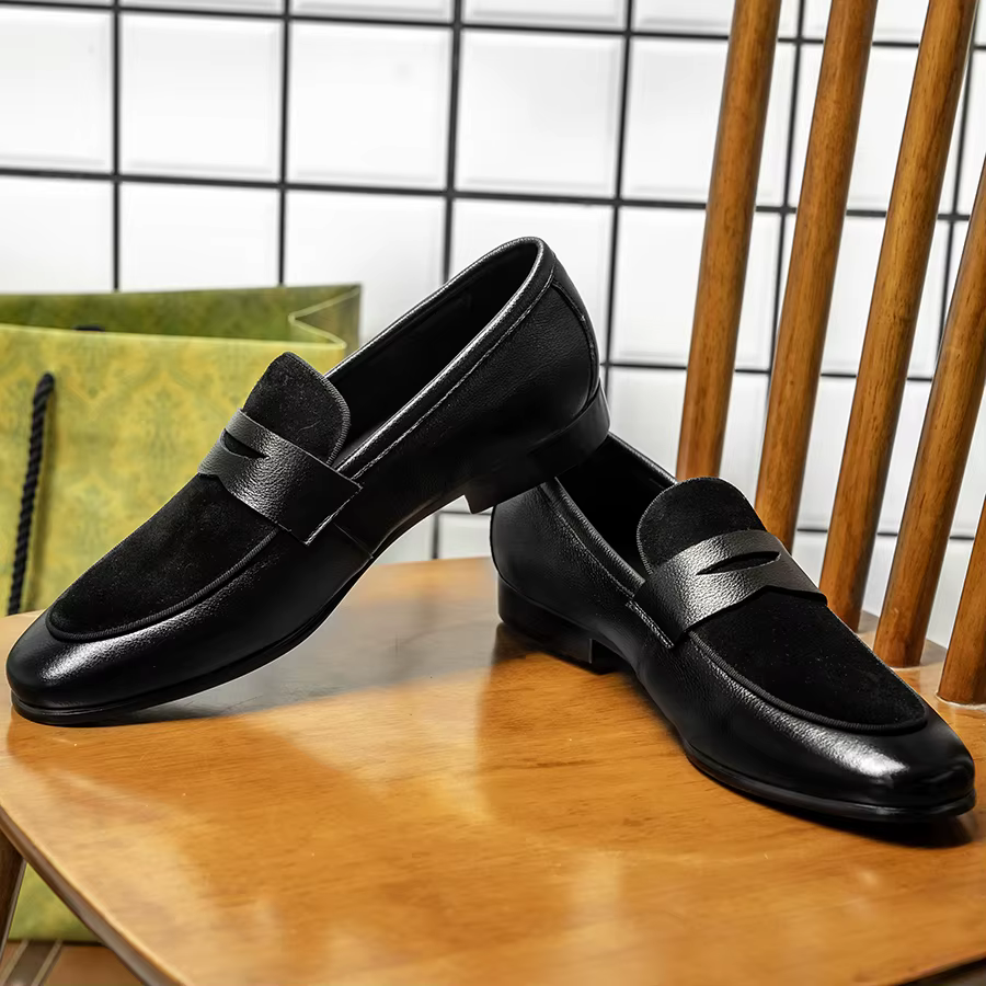Hanmce-Mocassins de Luxe en Cuir group pour Homme