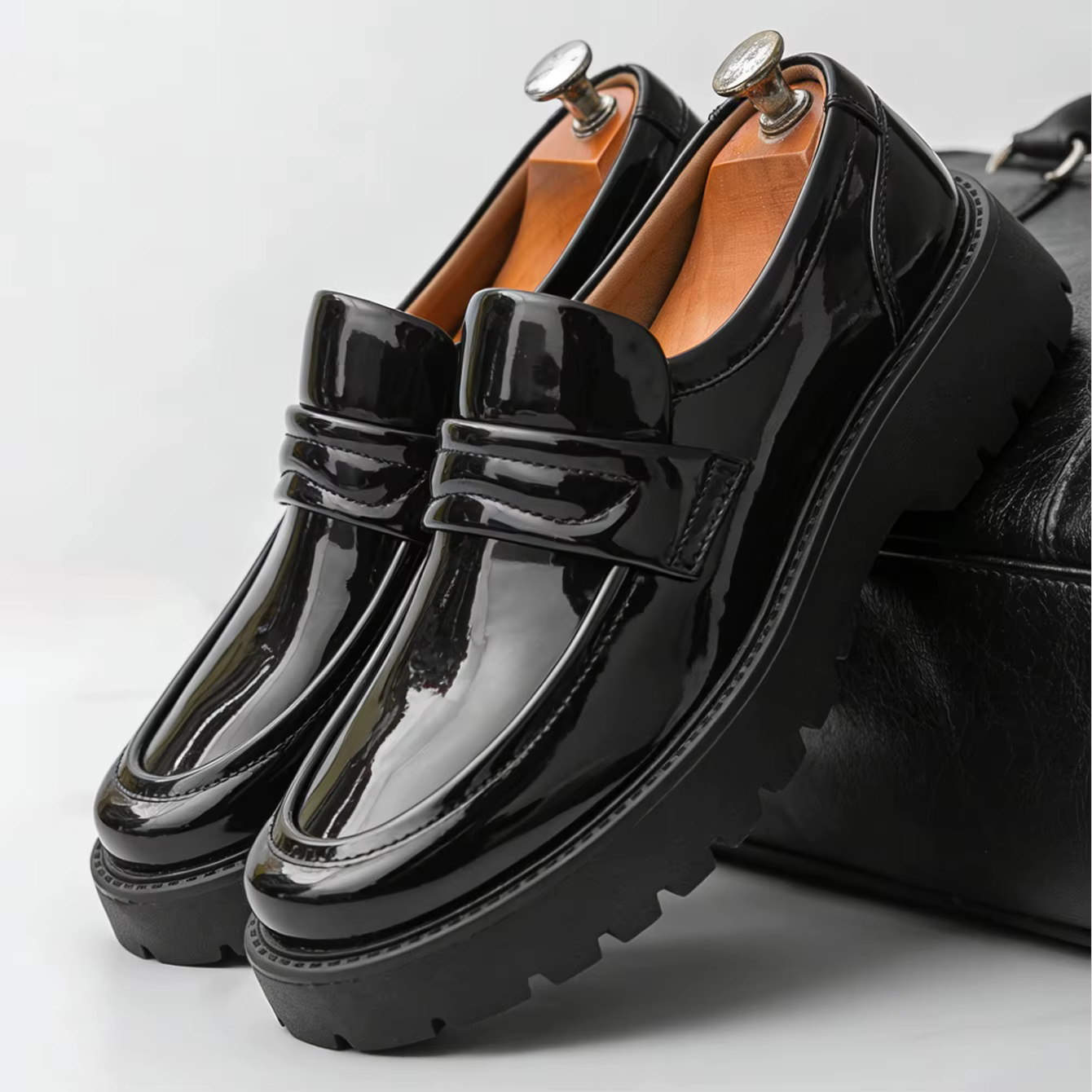 Mocassins Penny Classiques à Semelle Épaisse pour Hommes – Chaussures Habillées Blanches Formelles pour Gentleman