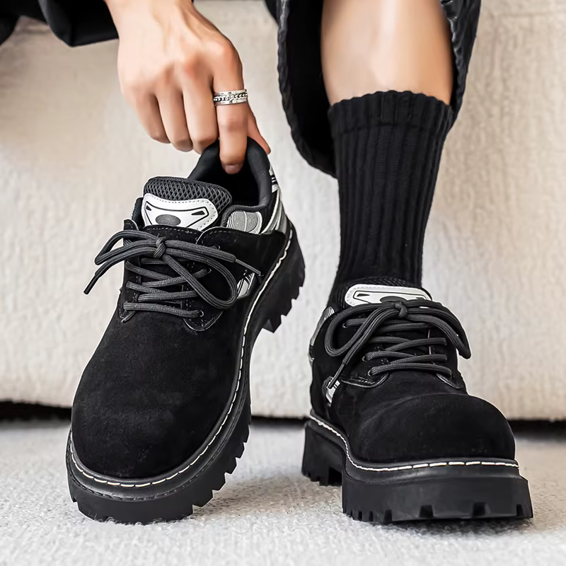 Automne hommes plate-forme chaussures en daim cuir
