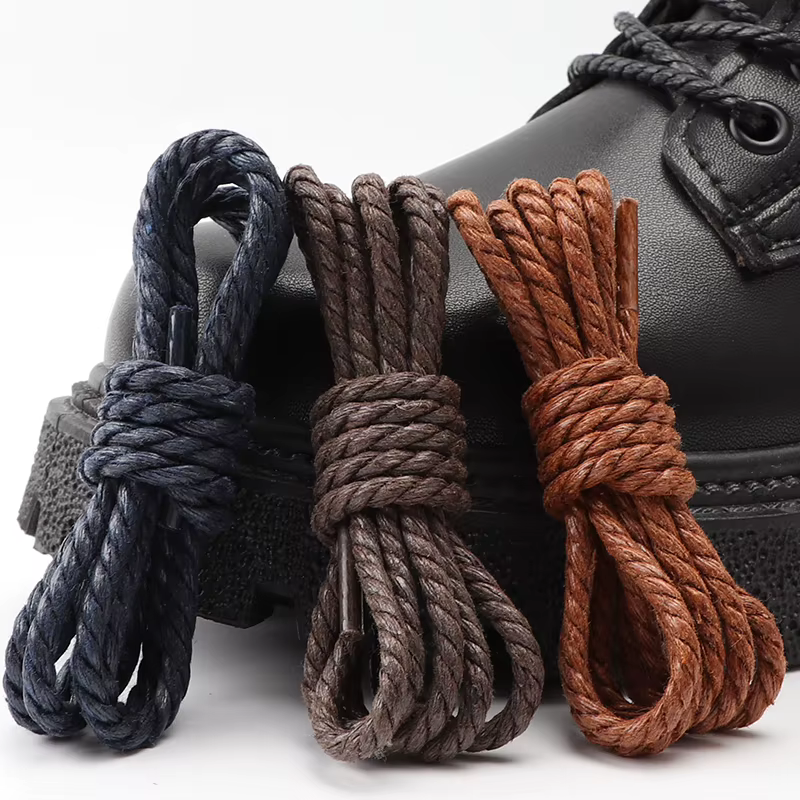 1 paire de lacets ronds en cuir ciré pour chaussures