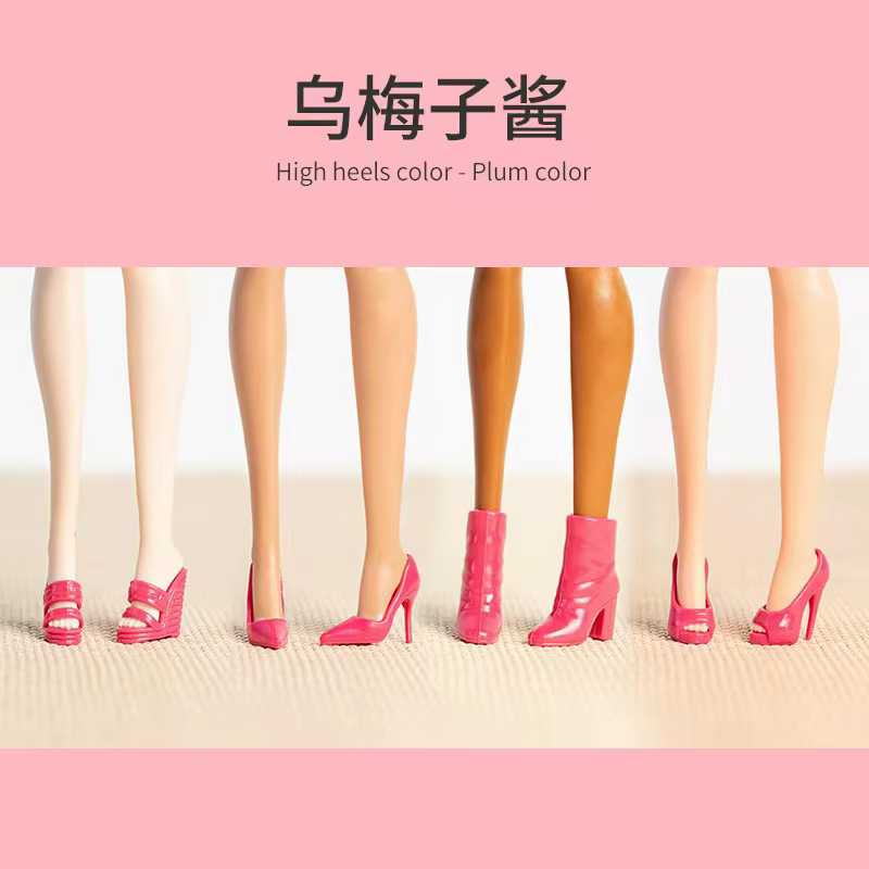 Chaussures de poupée à talons pour Barbie, 4 paires/lot, vêtements de pied de princesse, blanc, noir, rose, sandales à talons hauts, bottes, chaussons, accessoires, jouets, 1/6