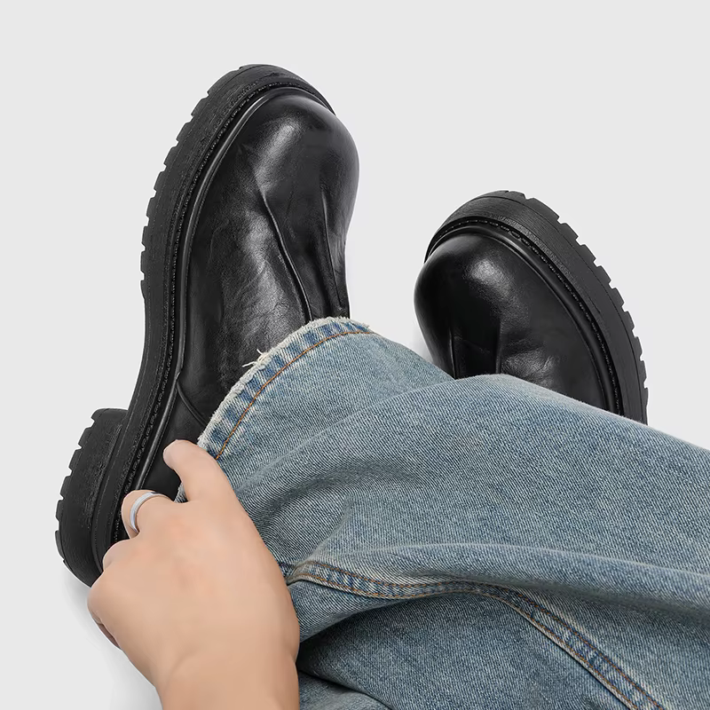 Derby chaussures en cuir à semelles épaisses pour hommes Styles de créateurs de mode Fête et Travail Loisirs et