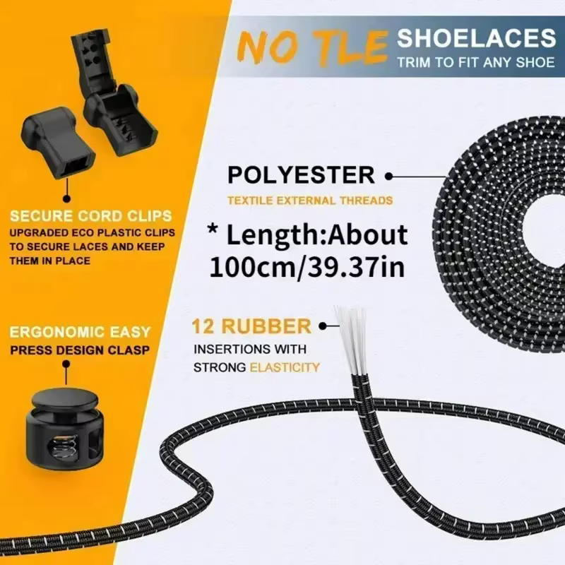 1 paire de lacets élastiques extensibles sans cravate