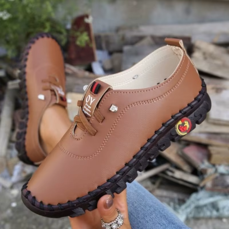 Mocassins à plateforme en cuir à lacets pour femmes
