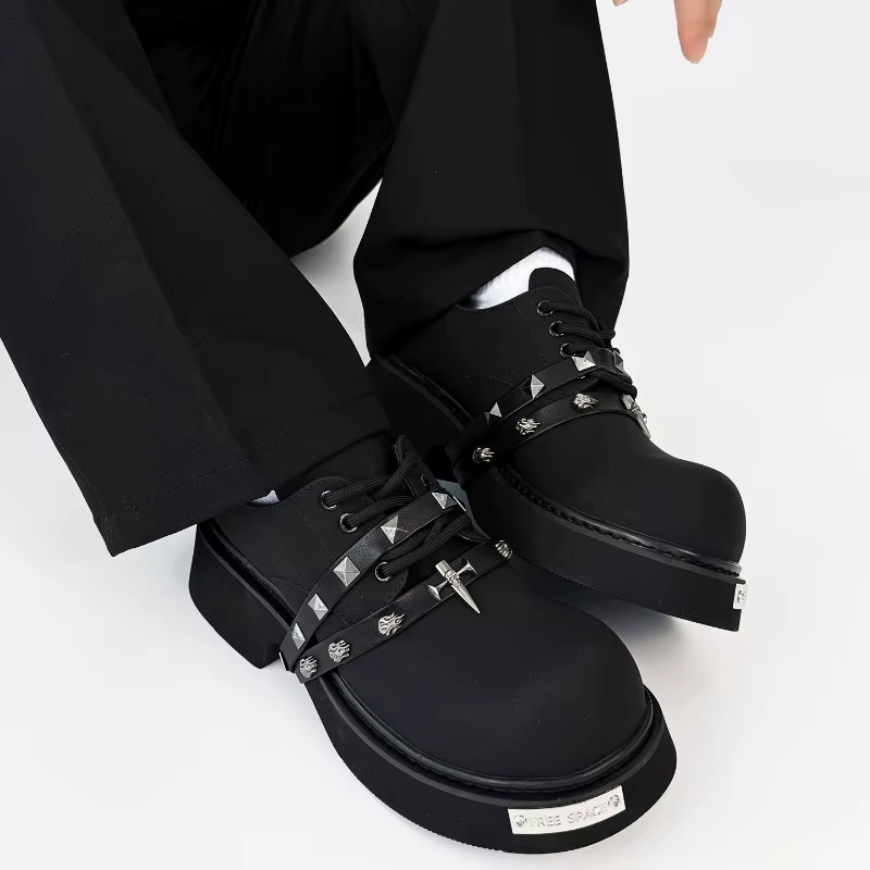 Hommes femmes à semelles épaisses grosse tête rétro Derby chaussures mode haute qualité en cuir