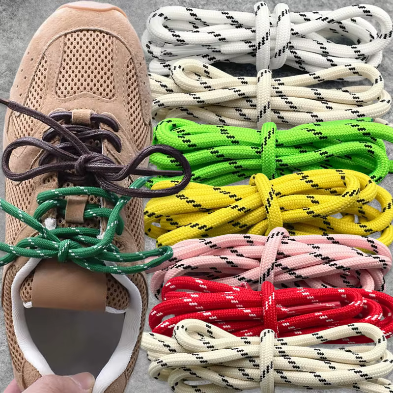 1-2 paires de lacets ronds pour chaussures de sport, lacets bicolores durables pour chaussures de randonnée en plein air, chaussures de travail, bottes pour hommes et femmes