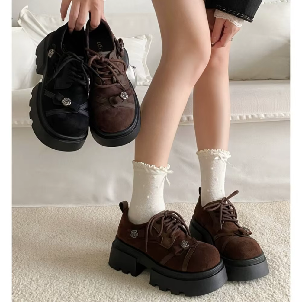 Chaussures à plateforme tendance Y2K pour femmes avec boucle rose et lanières