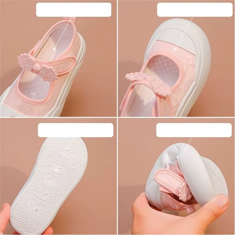Chaussures décontractées en toile pour filles avec ornements mignons
