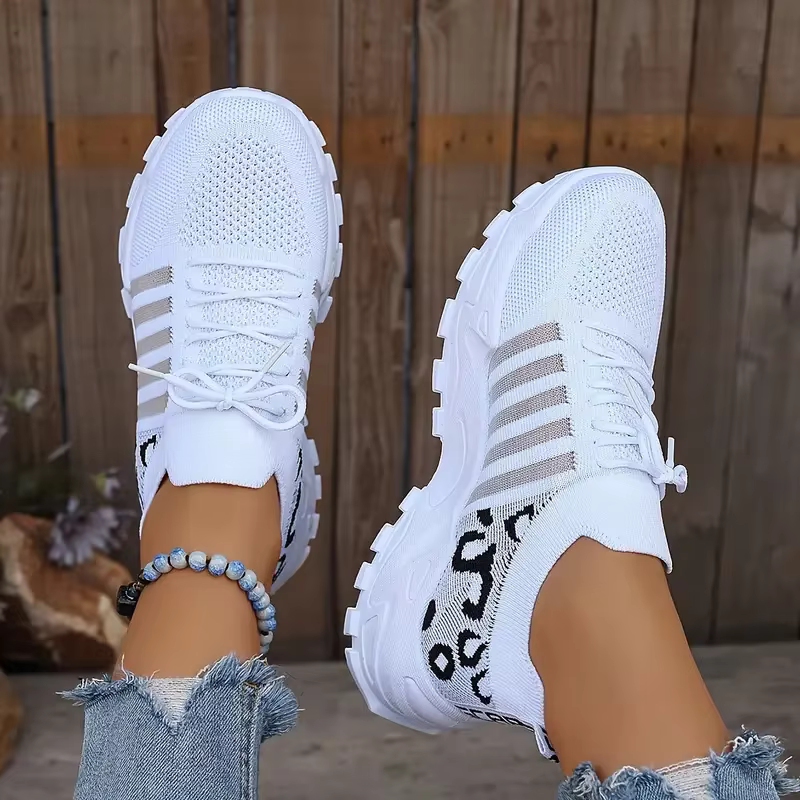 Chaussures femme baskets imprimé léopard