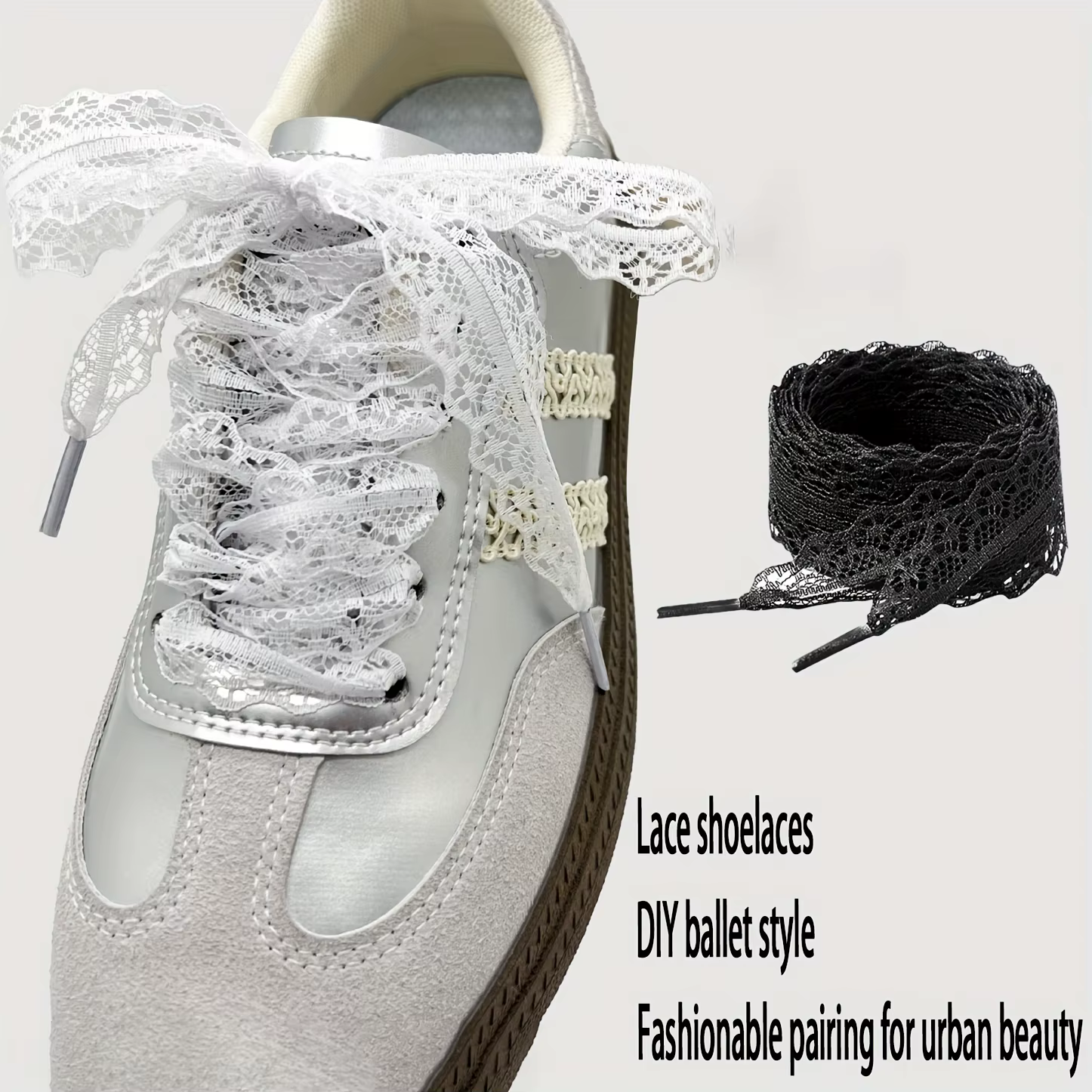 3 paires de lacets en dentelle