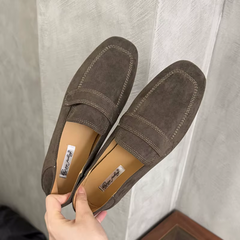 2025 nouvelle marque femmes chaussures plates bout rond peu profond sans lacet dames