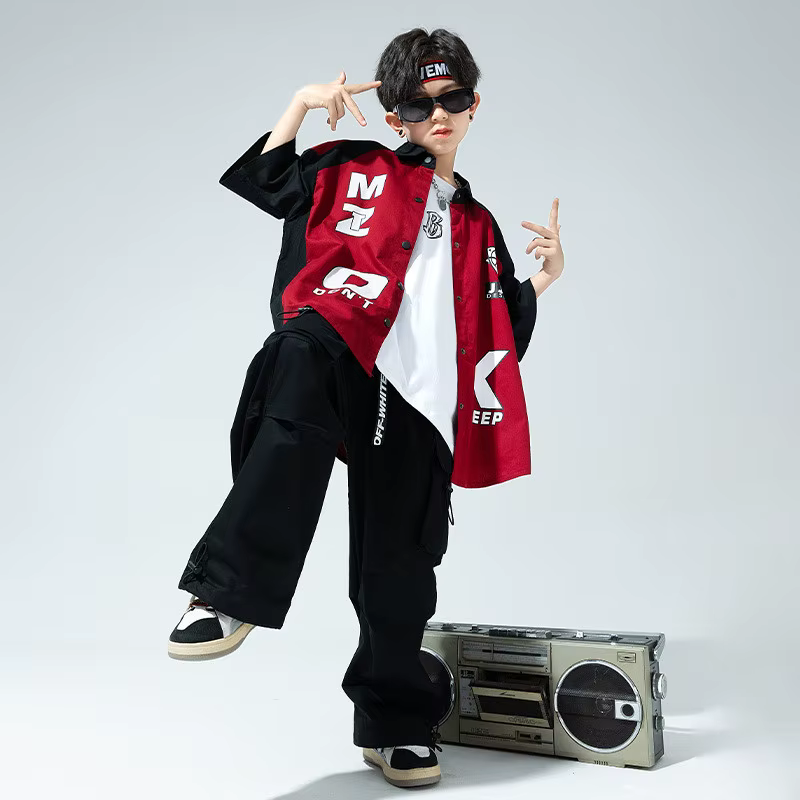 Costume de danse de rue Jazz pour enfants, chemise à manches longues, ensembles pantalons en Denim, vêtements de danse de salle de bal, vêtements Hip Hop pour adolescents