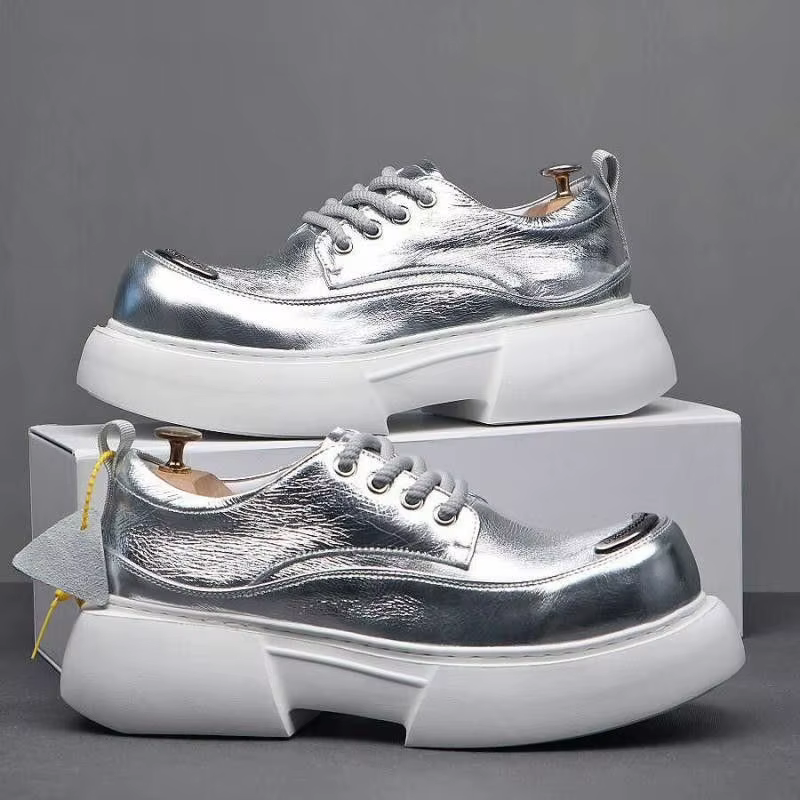 Chaussures de luxe argentées pour hommes