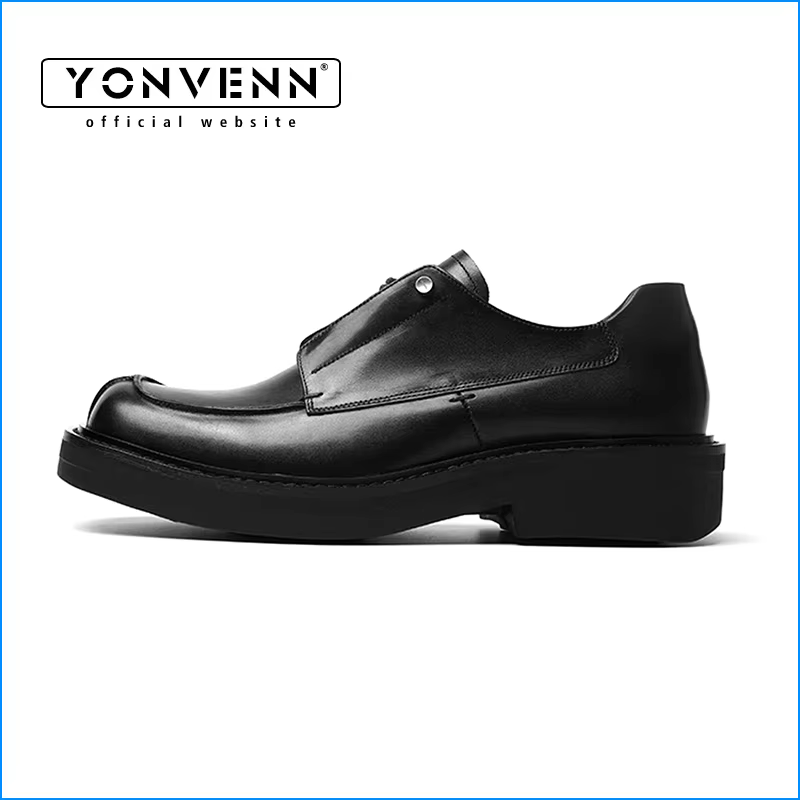 Frankenstein chaussures derby à bout carré avec sensation haut de gamme en cuir véritable rétro