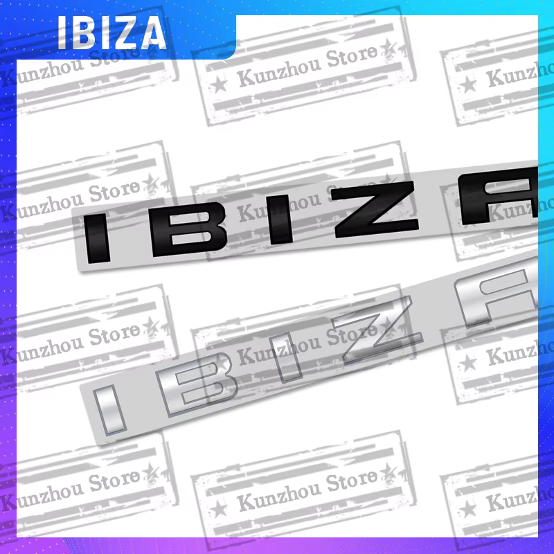 Emblème de lettre de logo en métal pour IBIZA, garde-boue de voiture, autocollant de coffre arrière, style d'insigne, noir brillant, chrome, argent
