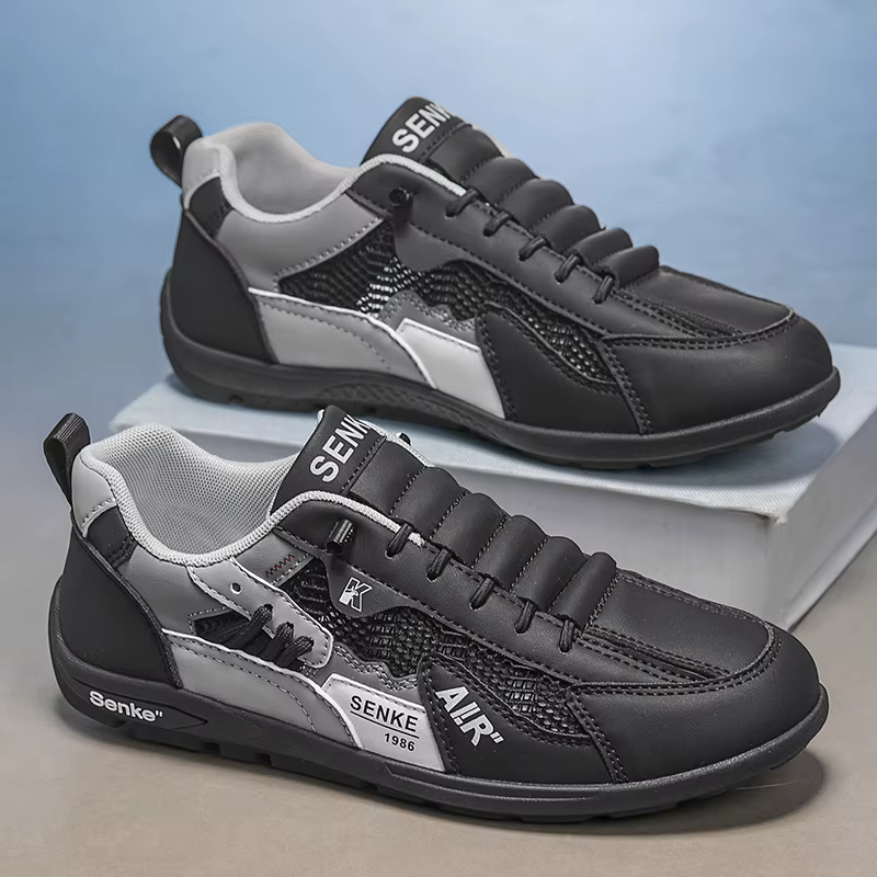Nouvelles baskets rétro pour hommes été 2026 – Chaussures décontractées respirantes en maille et cuir à enfiler