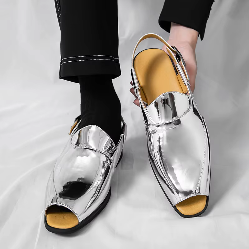 Sandales dorées de luxe pour hommes