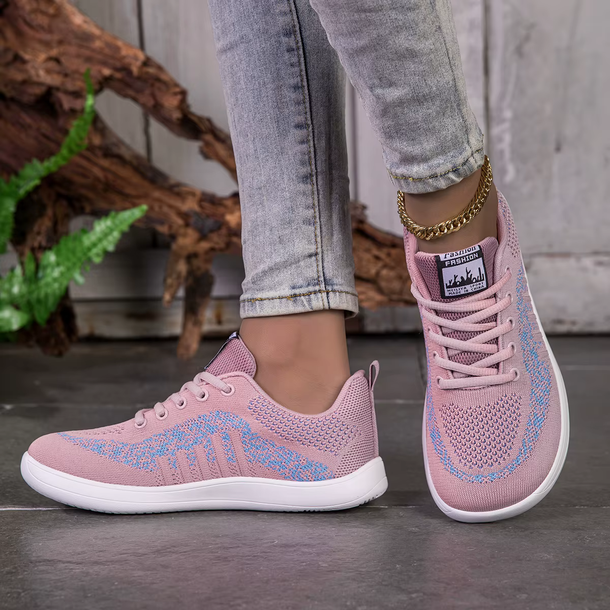 Rose décontracté femmes chaussures à bout large