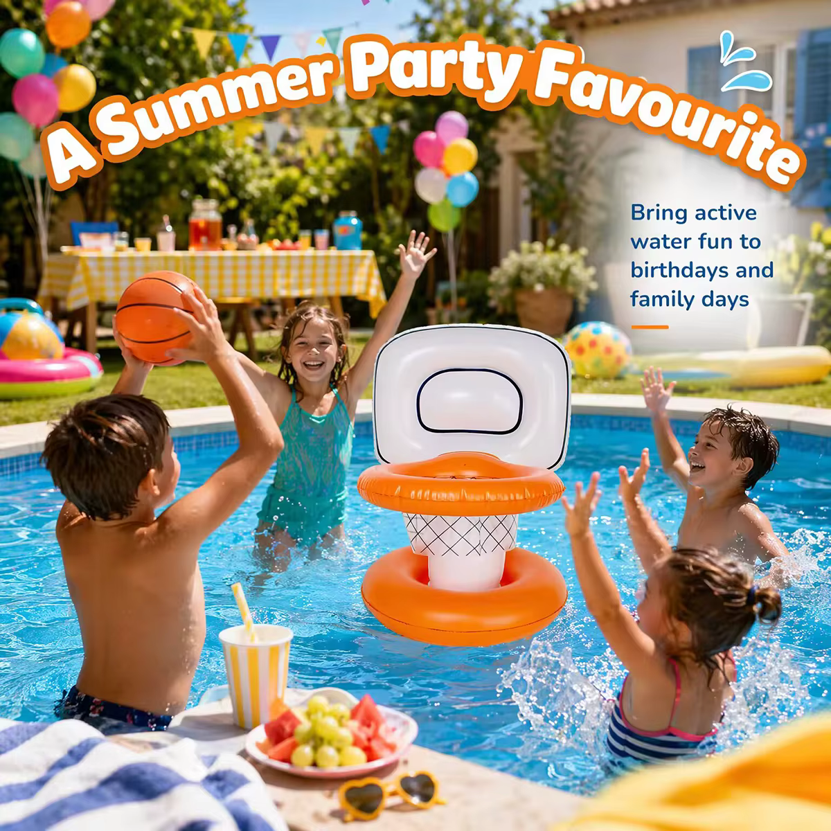 Ensemble de panier de basket flottant gonflable en PVC épais, jeu de tir aquatique avec mini ballon de basket pour piscine, plage et jardin en été