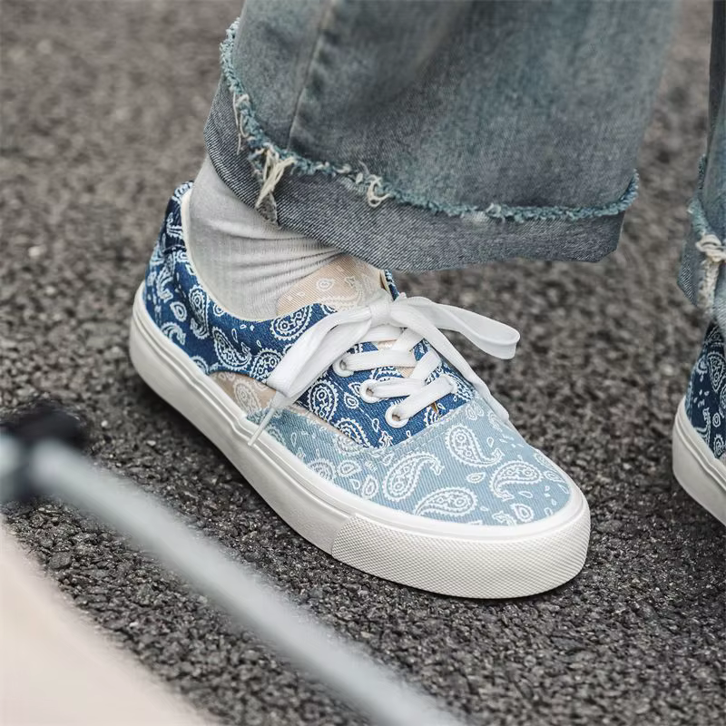 Filles bleu fleur toile baskets femme décontracté à lacets Tenis école étudiant