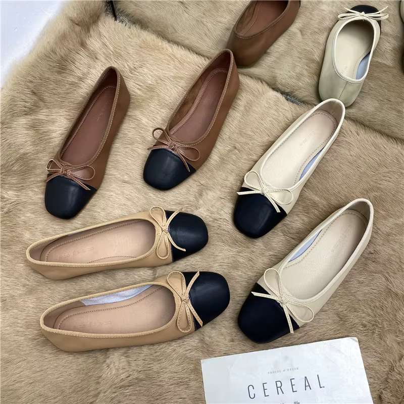 Grande taille 44 45 46 47 48 chaussures plates femmes printemps automne arc nouveau bout carré peu profond dames