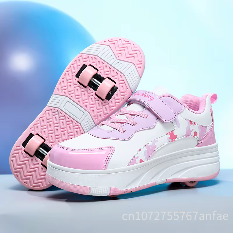 Chaussures de Skateboard pour enfants marche roulante double usage confortable résistant à l'usure en plein air patinage à roulettes baskets filles décontracté Sho