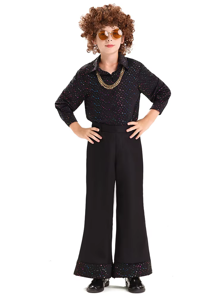 Tenue Hippie des années 70, style tribal bohème, tenue rétro disco, pantalon évasé imprimé coloré, ensemble de vêtements pour fête, festival, danse, cosplay