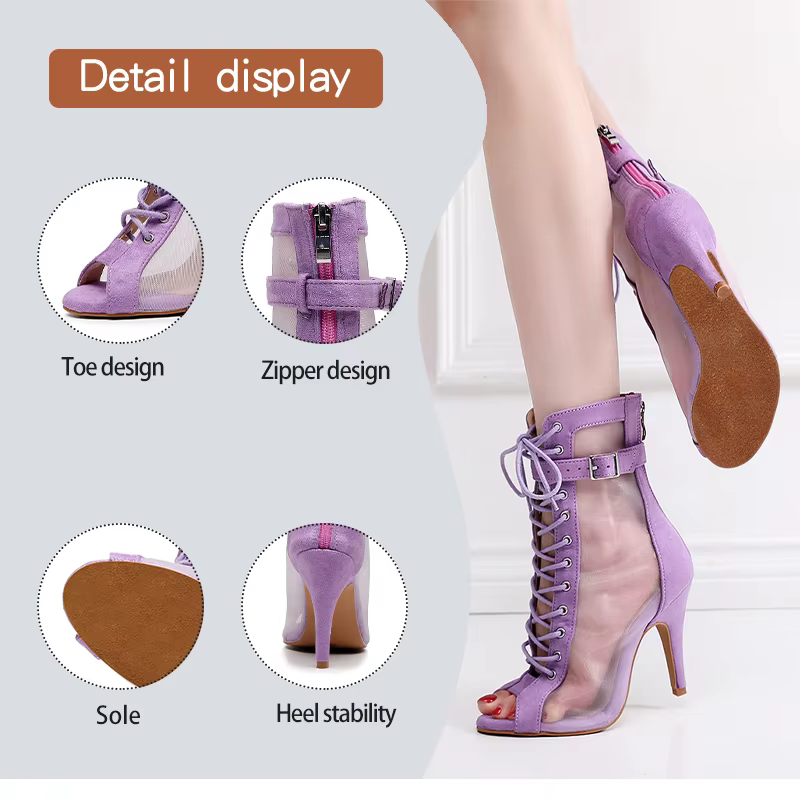 Printemps/été nouvelles chaussures de danse femme violet/noir