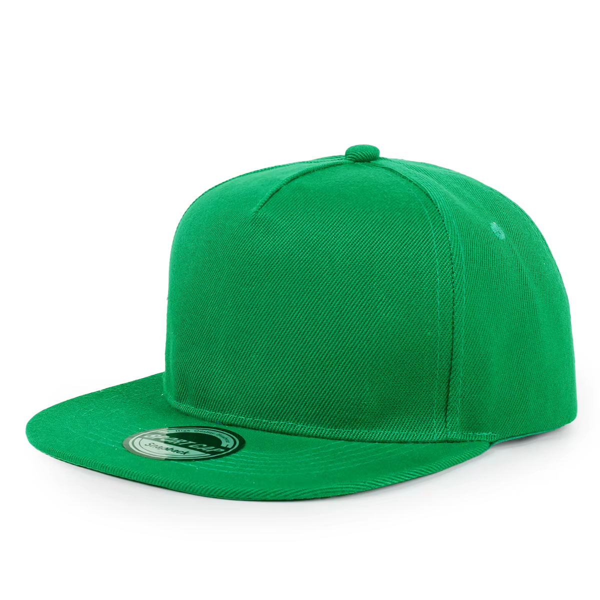 Casquettes à visière plate de couleur unie à cinq pièces avec logo imprimé personnalisé