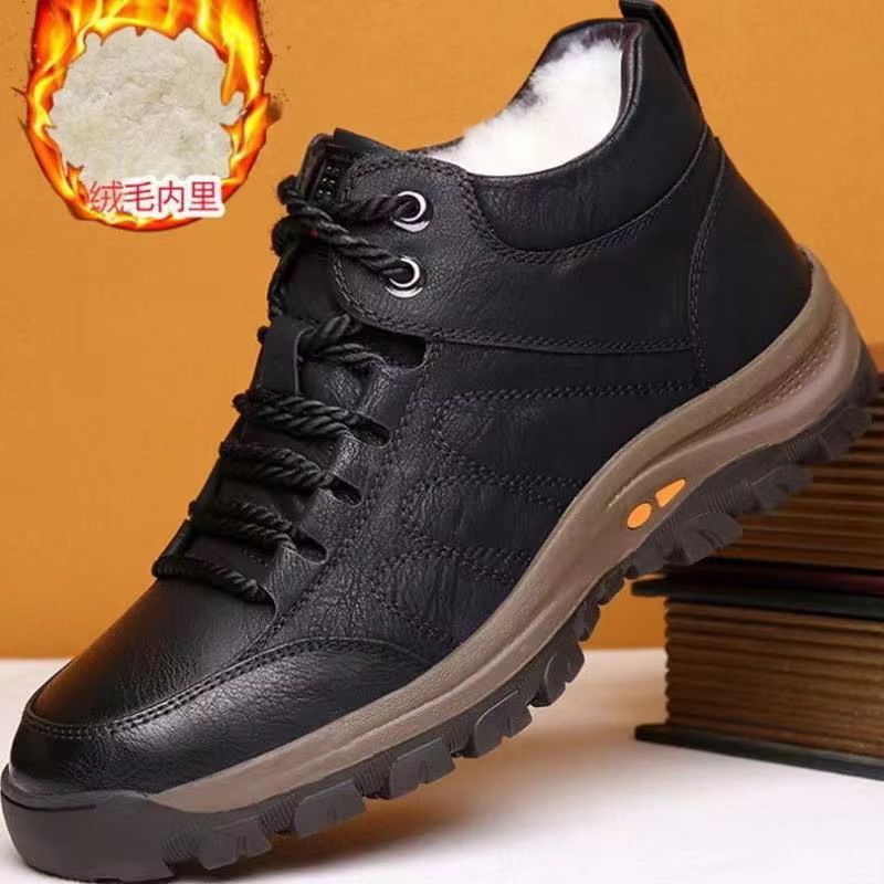 Baskets d'hiver montantes doublées en cuir pour hommes